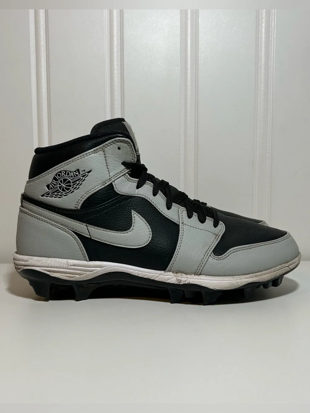 Jordan 1 mid td cleats shadow 2.0 black grey white football